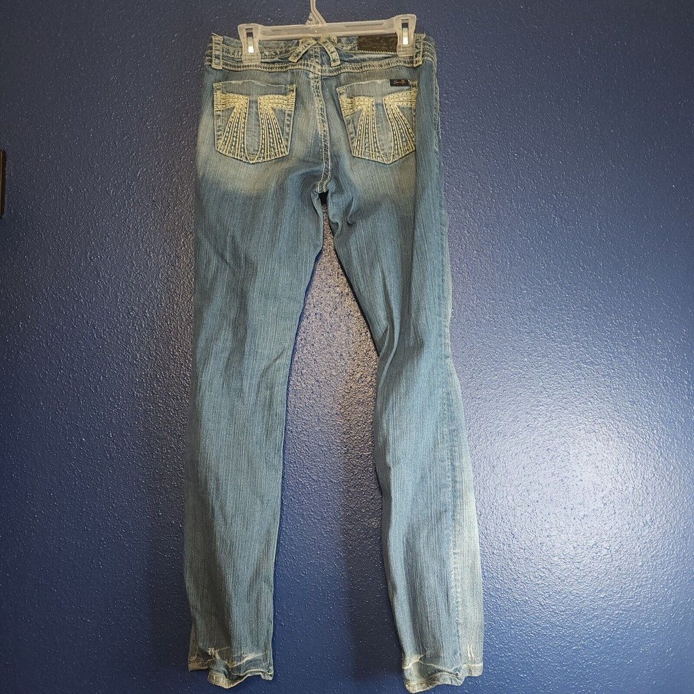 Seven7 Ladies straight Low Rise Denim Blue Jeans Size 8 - Picture 2 of 10